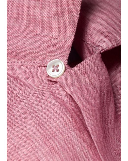 Paul Smith Pink Linen Short-Sleeve Shirt for men