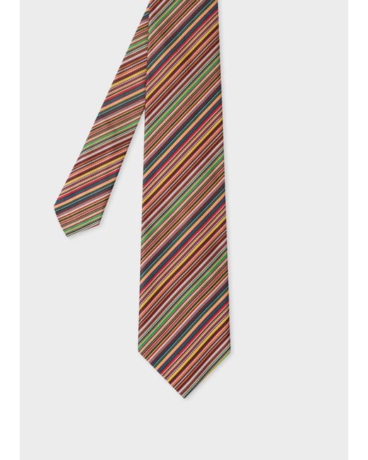 Paul Smith White 'signature Stripe' Silk Tie for men