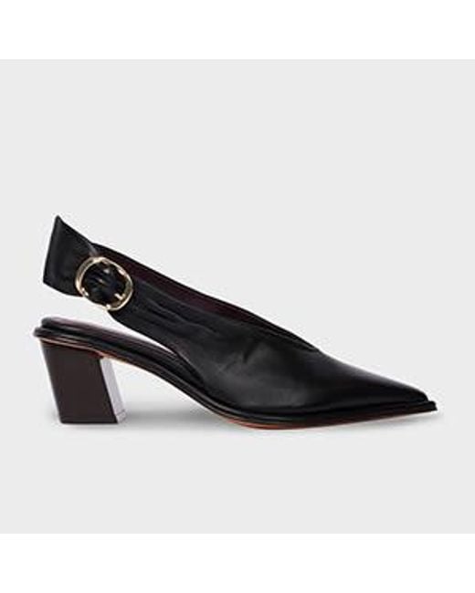 Paul Smith Black 'Clareen' Leather Sling Back Heels