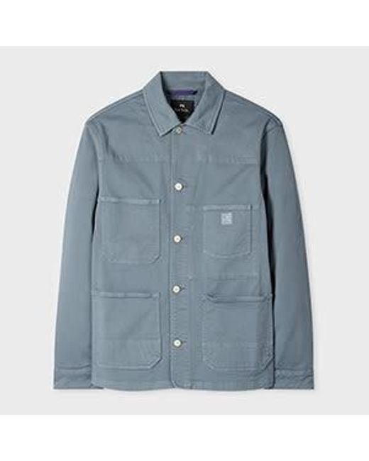 Paul Smith Blue Powder Garment-Dyed Denim Work Jacket for men