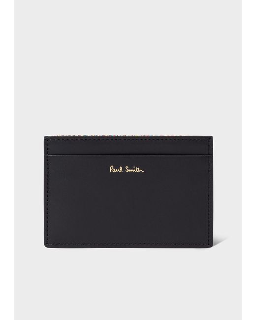 Paul Smith Black And 'signature Stripe' Leather Credit Card Holder for men