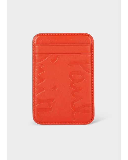Paul Smith Red + Native Union Orange Leather Magsafe Magnetic Iphone Wallet
