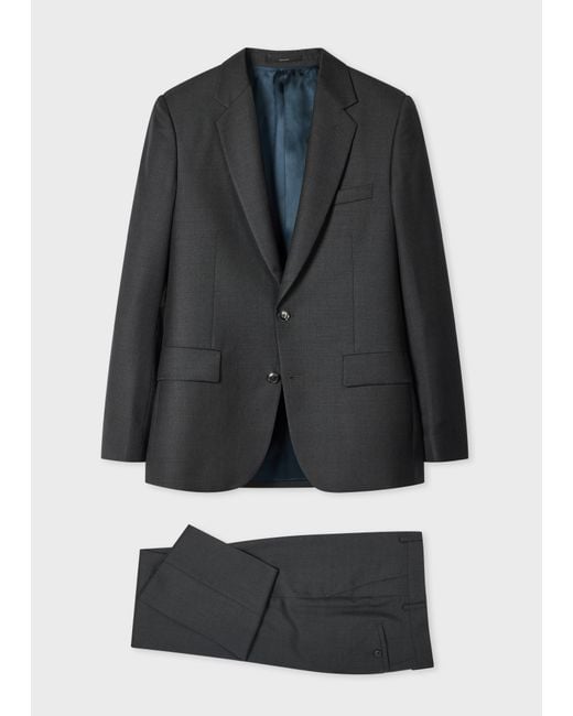 Paul Smith Black Classic-Fit Sharkskin Wool Suit for men