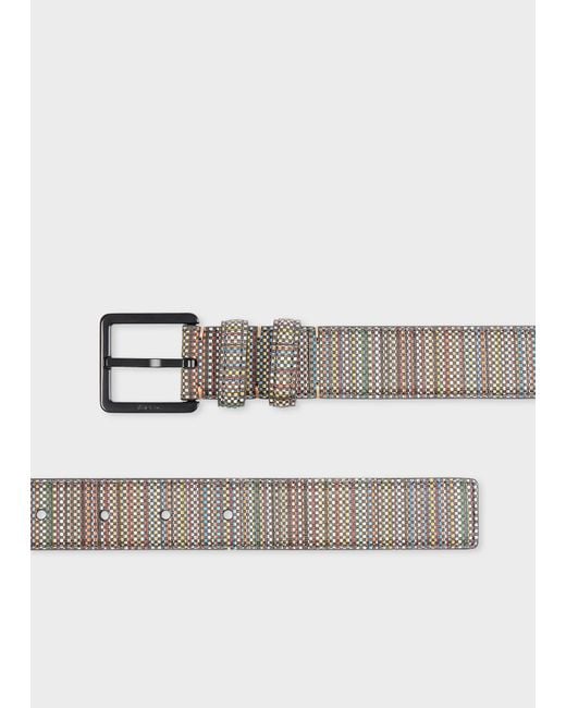 Paul Smith Gray 'Signature Stripe' Coated Canvas Belt for men
