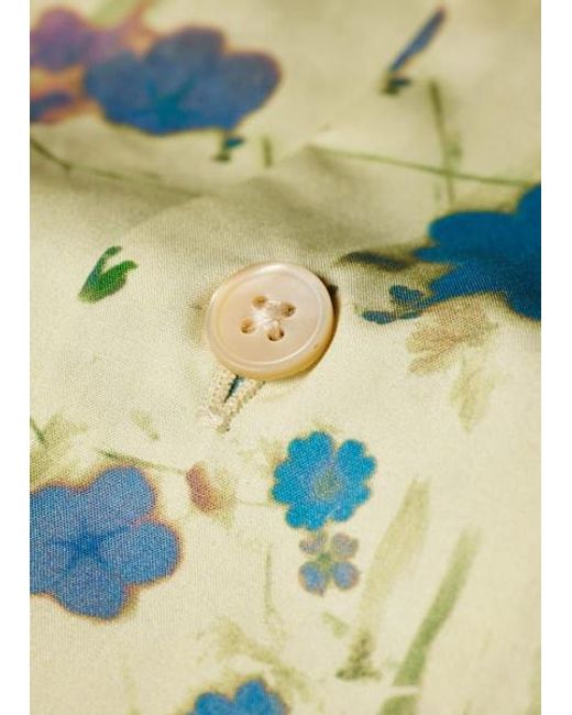 Paul Smith Blue Floral Print Short-Sleeve Shirt for men
