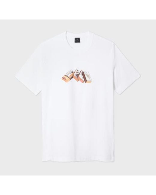 Paul Smith White Cotton 'Matchboxes' Print T-Shirt for men