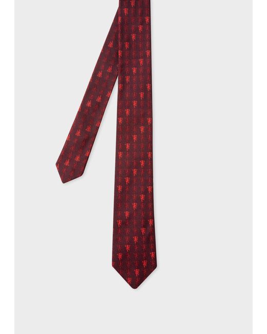 Paul Smith & Manchester United - 'red Devil' Narrow Silk Tie for men