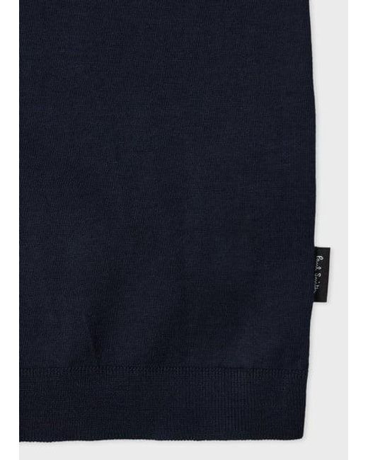 Paul Smith Blue Cotton T-Shirt With Integrated Rib Detail for men