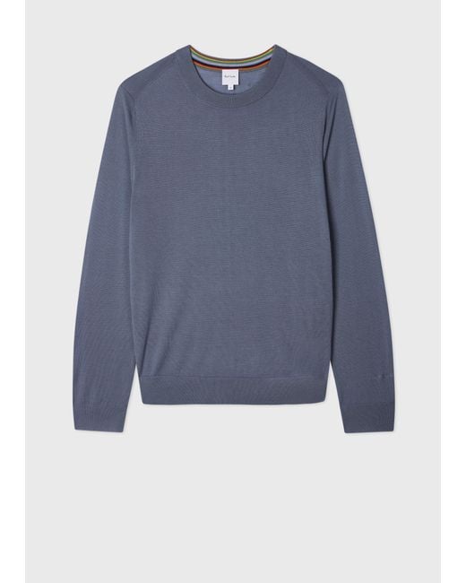 Paul Smith Blue Steel Merino Wool Sweater for men