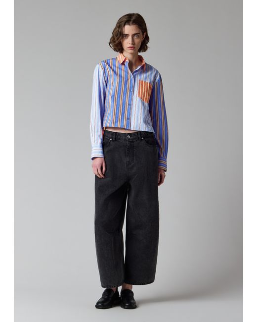 Paul Smith Blue And 'Mix Up Stripe' Cropped Shirt