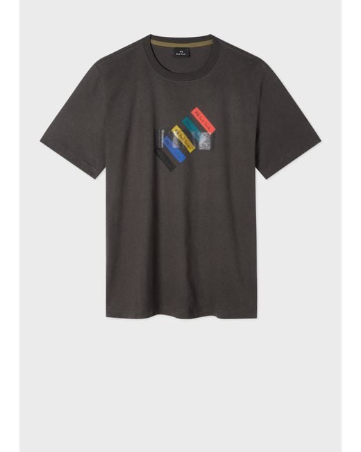 Paul Smith Black Dark 'Barcode' Print T-Shirt for men