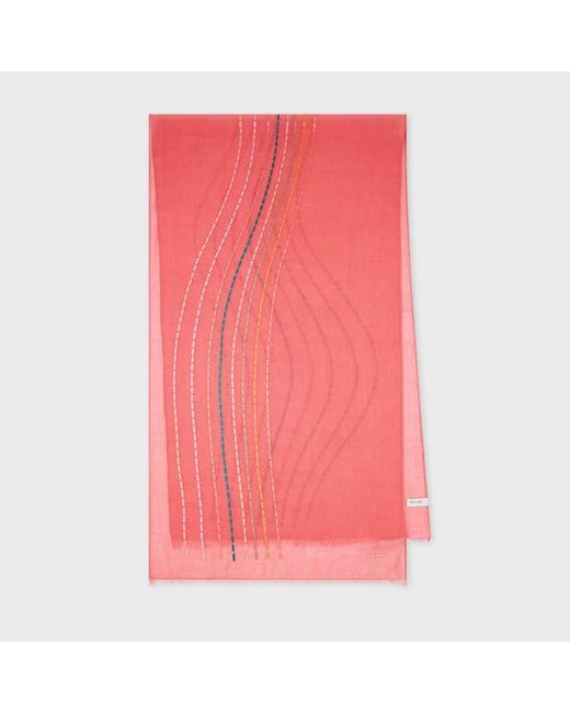 Paul Smith Pink Merino Wool 'Swirl' Scarf