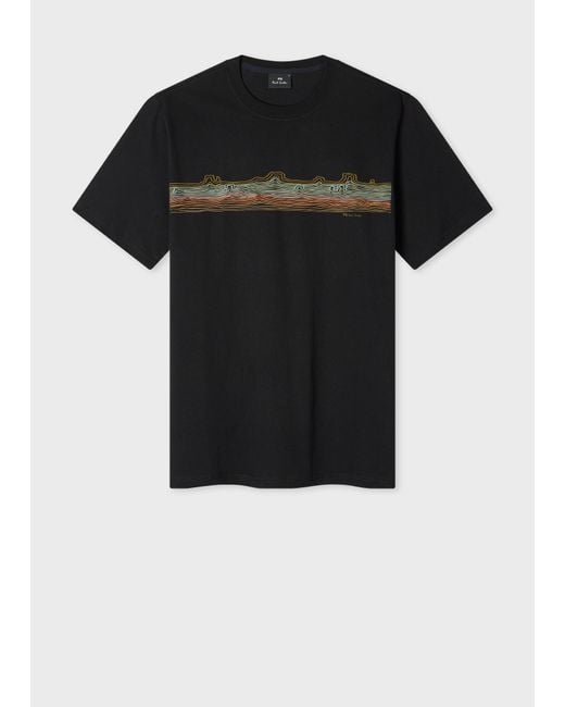 Paul Smith Black 'Desert Stripe' Print T-Shirt for men