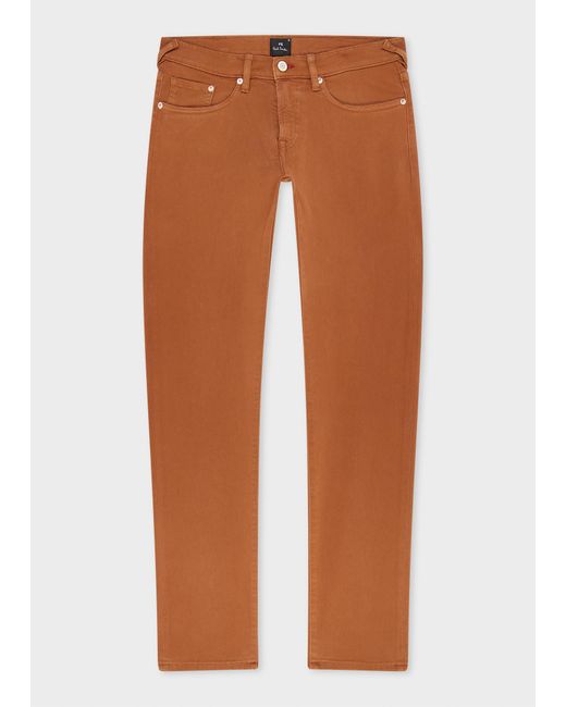 Paul Smith Brown Tapered-Fit Rust Garment-Dyed Organic Cotton-Stretch Jeans for men