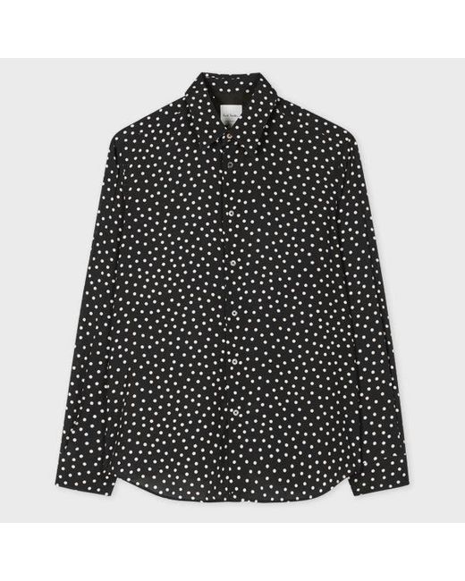 Paul Smith Black Viscose 'Blur Polka' Print Shirt for men