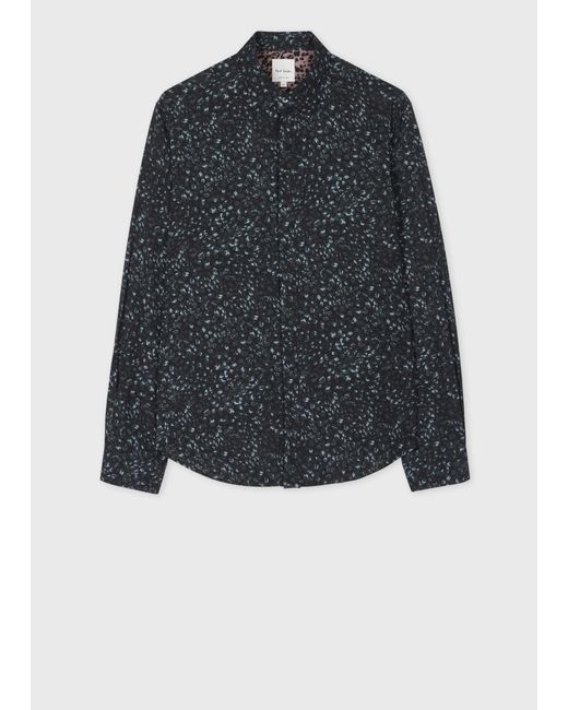 Paul Smith Black Slim-Fit 'Leopard' Concealed-Placket Shirt for men