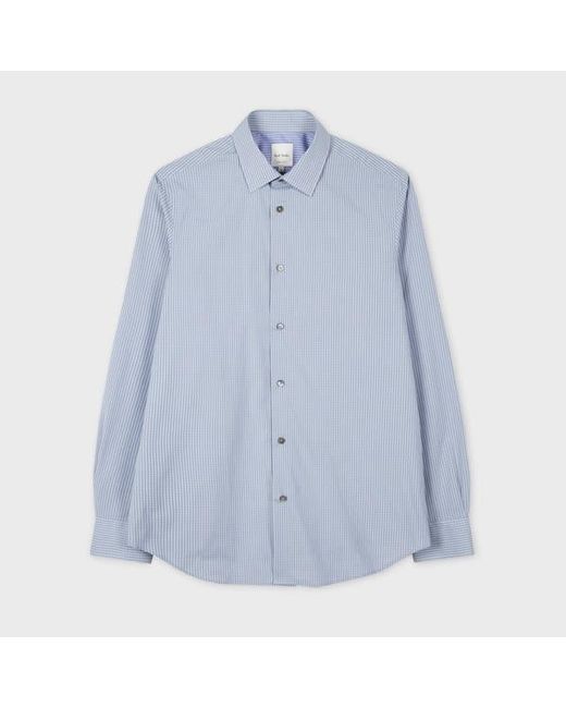 Paul Smith Blue Tailored-Fit And Gingham Shirt for men