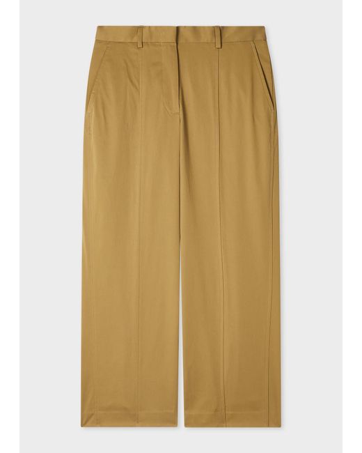 Paul Smith Natural Khaki Cotton Cropped Trousers