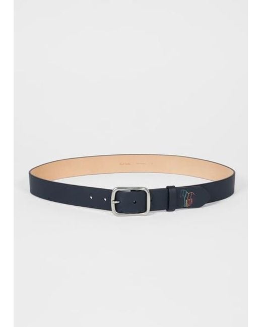 Paul Smith White 'Broad Stripe Zebra' Leather Belt for men