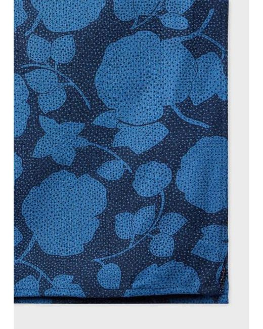 Paul Smith Blue 'Perforated Floral' Cotton Shirt for men