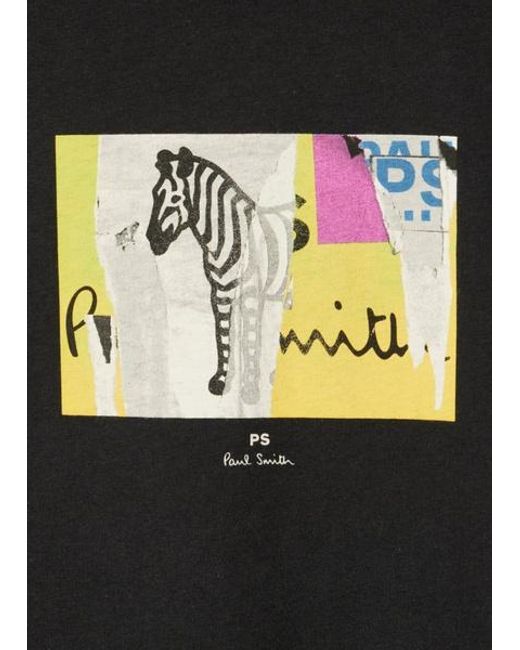 Paul Smith Black Organic-Cotton 'Patch Zebra' T-Shirt for men