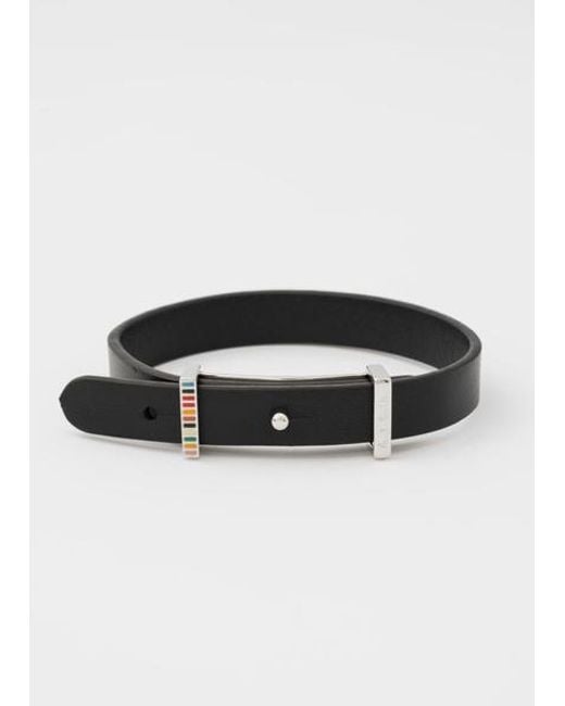 Paul Smith Metallic Signature Buckle Leather Bracelet for men