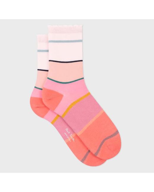 Paul Smith Pink Stripe Frill Socks