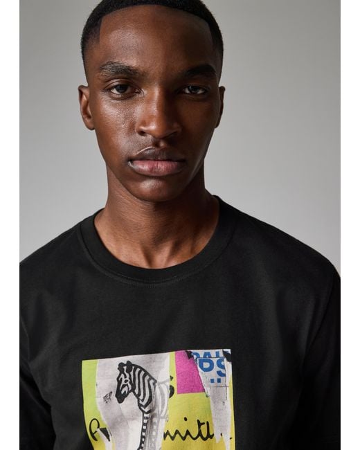 Paul Smith Black Organic-Cotton 'Patch Zebra' T-Shirt for men