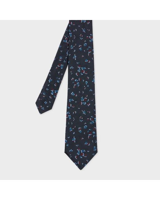 Paul Smith Blue Silk 'Art Floral' Tie for men