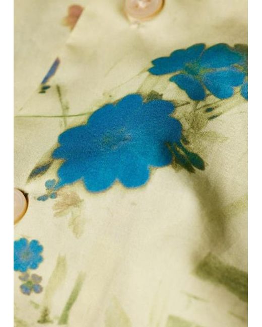 Paul Smith Blue Floral Print Short-Sleeve Shirt for men