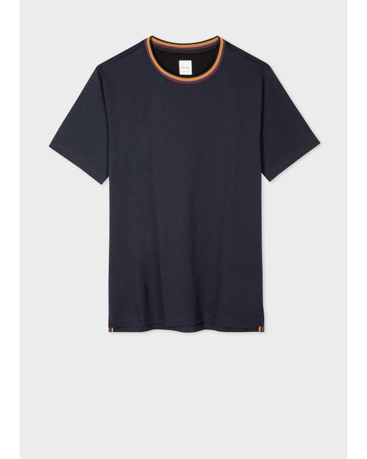 Paul Smith Blue Navy 'artist Stripe' Collar Cotton T-shirt for men