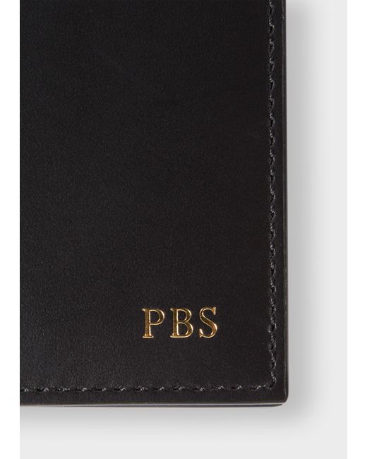 Paul Smith Black Leather Monogrammed Credit Card Wallet for men