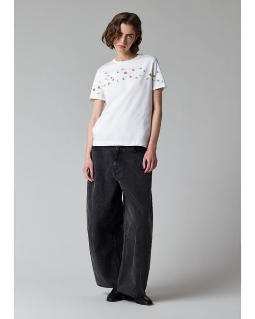 Paul Smith Gray Cotton 'Flowers' T-Shirt