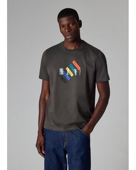 Paul Smith Gray 'Barcode' Print T-Shirt for men