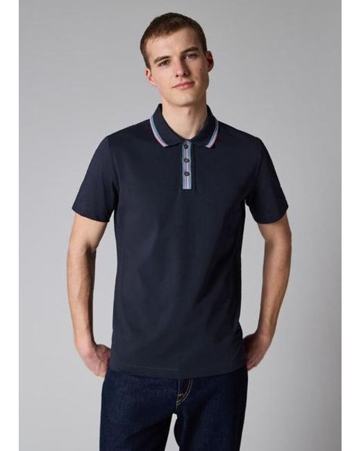 Paul Smith Blue Plated Jersey Polo Shirt With Contrast Tipping for men