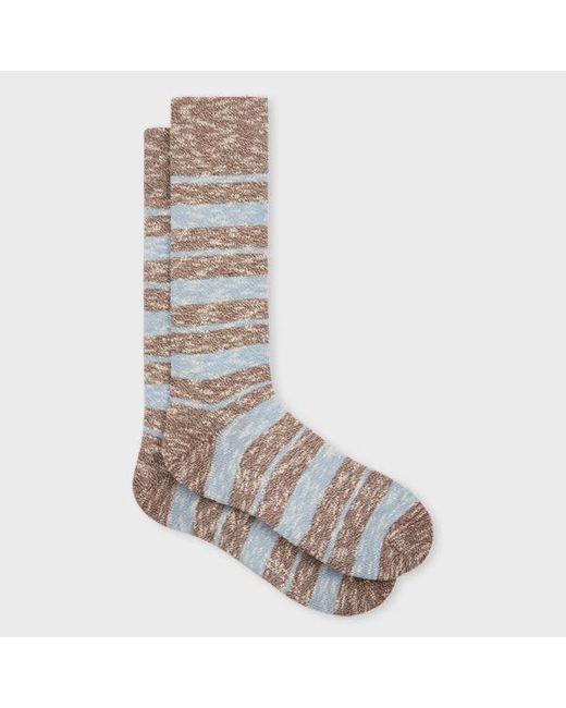 Paul Smith Brown Fleck Stripe Socks for men
