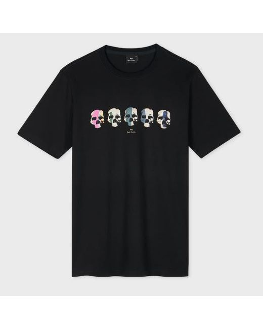 Paul Smith Black 'Skulls' Print T-Shirt for men