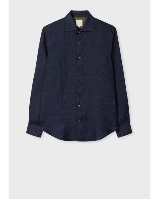 Paul Smith Blue Slim-Fit Linen Shirt for men