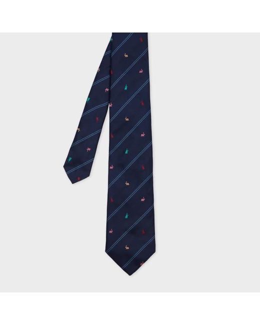 Paul Smith Blue Silk 'Rabbit' Pinstripe Tie for men