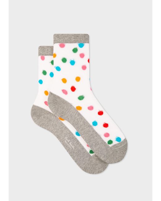Paul Smith White Polka Dot Sheer Socks Lyst
