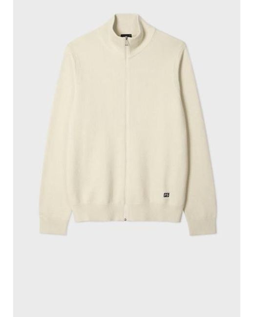 Paul Smith Gray Cream Textured-Cotton Zip Cardigan for men