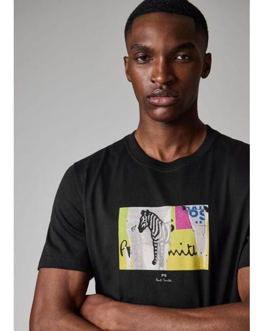 Paul Smith Black Organic-Cotton 'Patch Zebra' T-Shirt for men