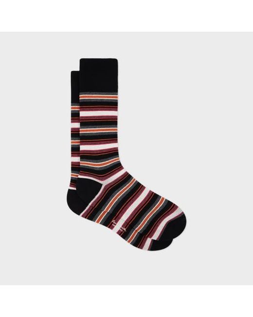 Paul Smith Black Mixed Striped Socks for men