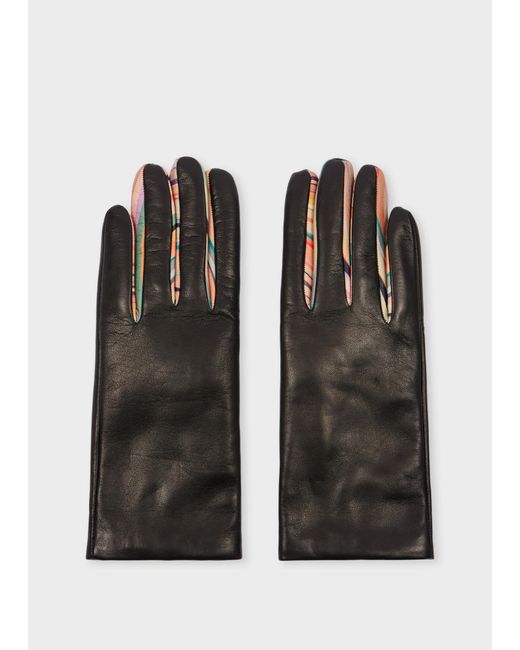Paul Smith Black Leather 'Swirl' Gloves