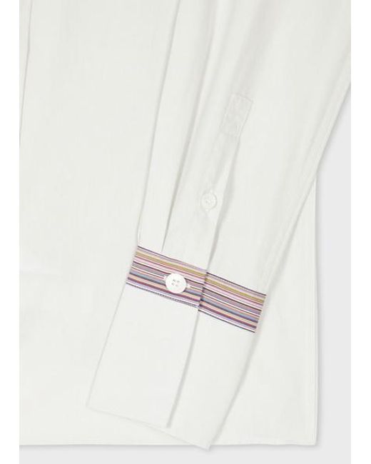 Paul Smith White 'Signature Stripe' Cuff Cotton Shirt