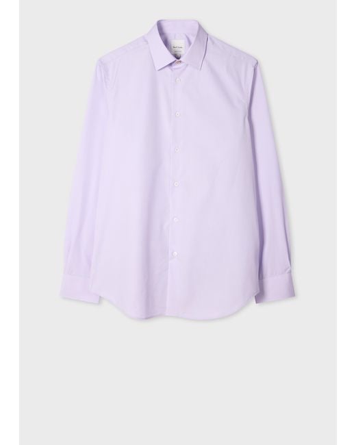Paul Smith Purple Tailored-Fit Pale Lilac Cotton-Poplin Shirt for men