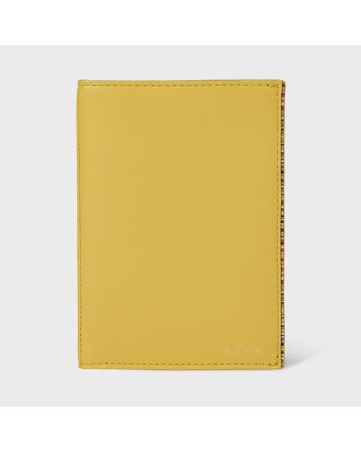 Paul Smith Yellow Leather 'Signature Stripe' Trim Passport Holder for men