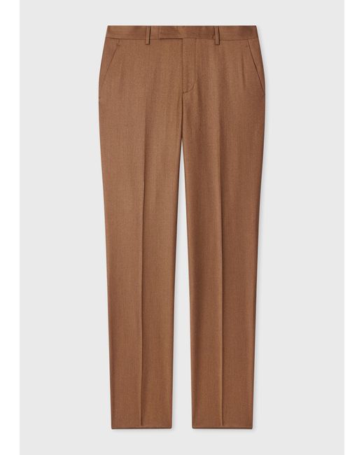 Paul Smith Brown Tapered-Fit Cinnamon Overdyed Wool-Cashmere Flannel Trousers for men