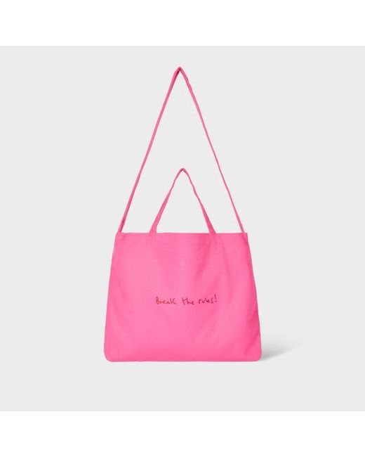 Paul Smith Pink Cotton-Canvas Quote Tote Bag for men