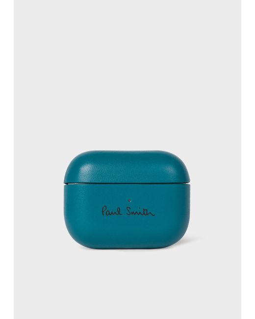 Paul Smith Blue X Native Union - Teal Leather Airpod Pro Case for men